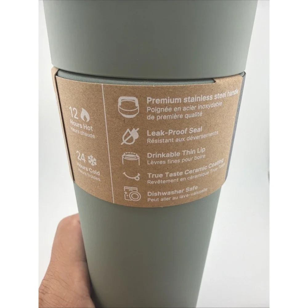 840228806509 Fellow - Carter Carry Tumbler - Smoke Green - Insulated Mug 591ml F